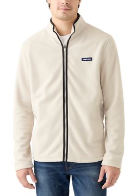 LANDS' END Men's Micro Polar Fleece Full Zip, Sand, Small