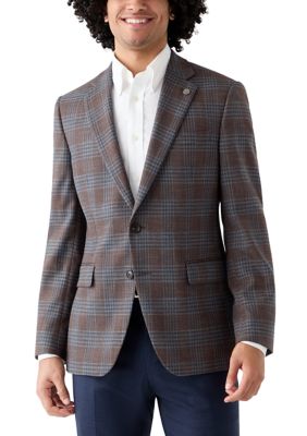 TED BY TED BAKER Men's Brown Plaid Sport Coat, 42 Short