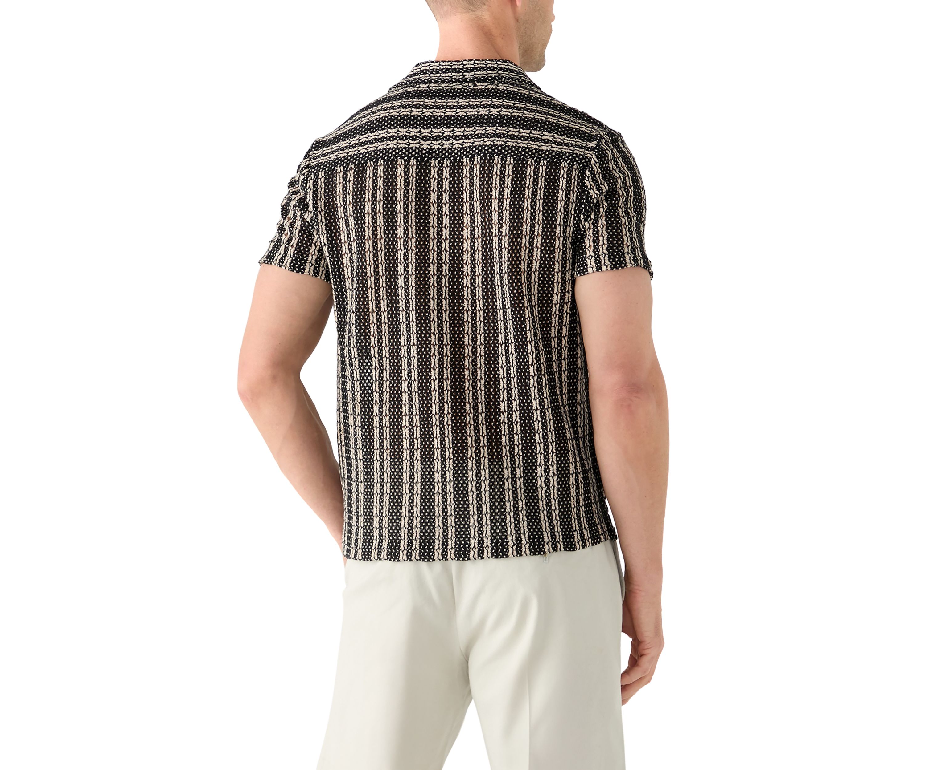 Mens Texture Stripe Button Front Shirt