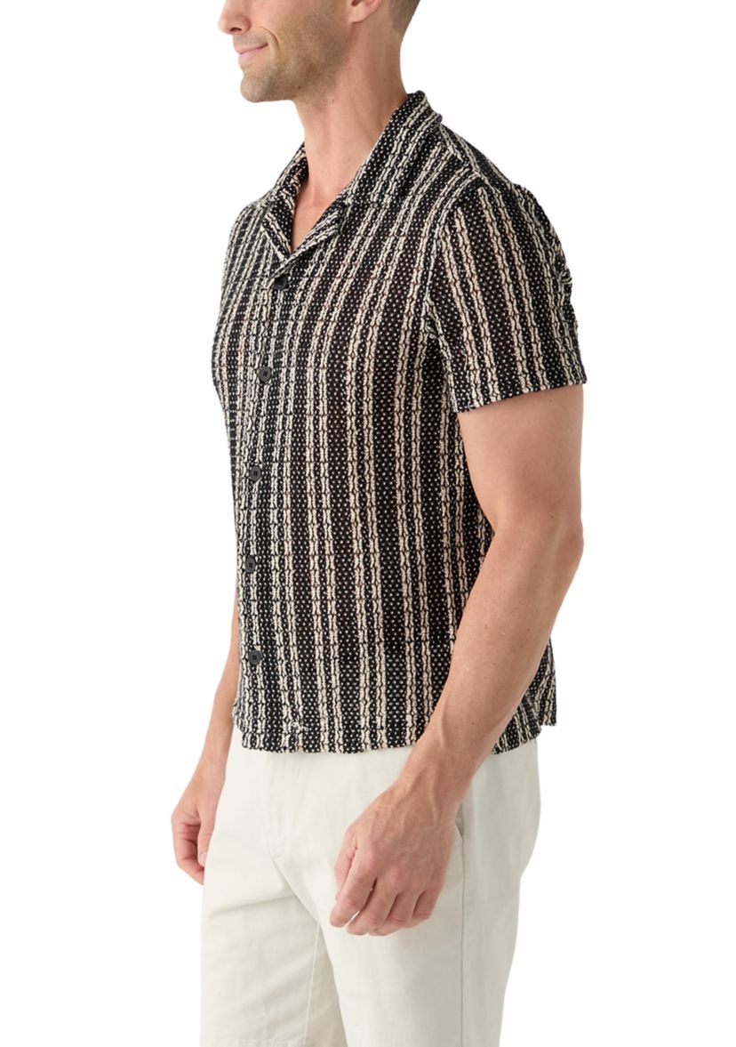 Mens Texture Stripe Button Front Shirt