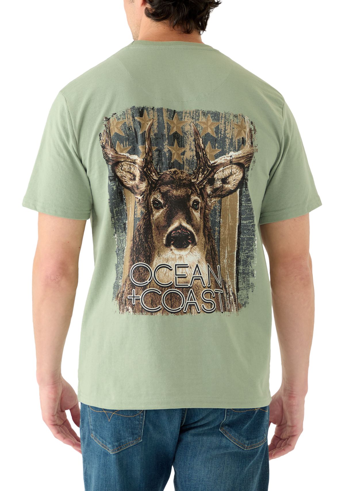 Mens Short Sleeve Americana Deer Graphic T-Shirt