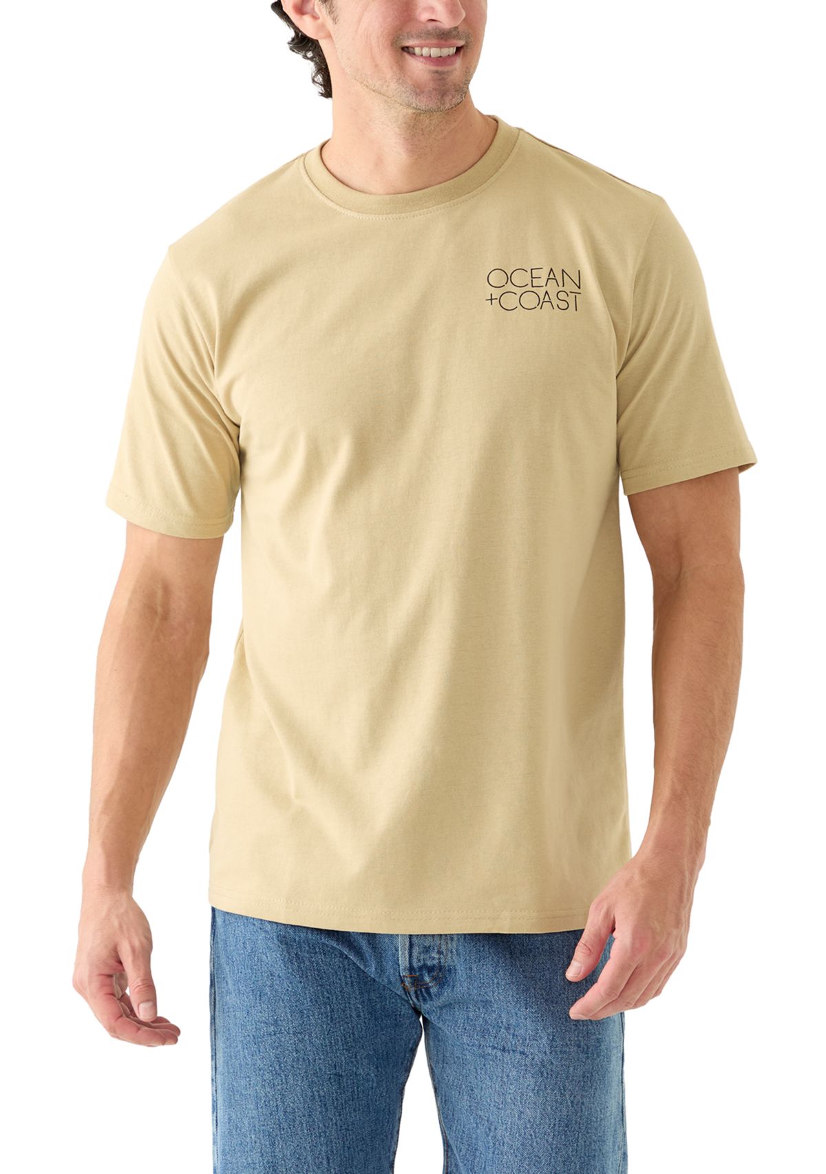 Mens Short Sleeve Mountain Deer Graphic T-Shirt