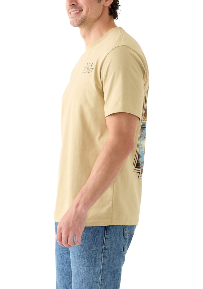 Mens Short Sleeve Mountain Deer Graphic T-Shirt
