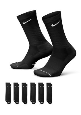 Nike Men's Everyday Elevated Crew Socks - 6 Pack, Black, Large