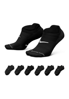 Nike Men's Everyday Elevated No-Show Socks - Pack of 6, Black, Large