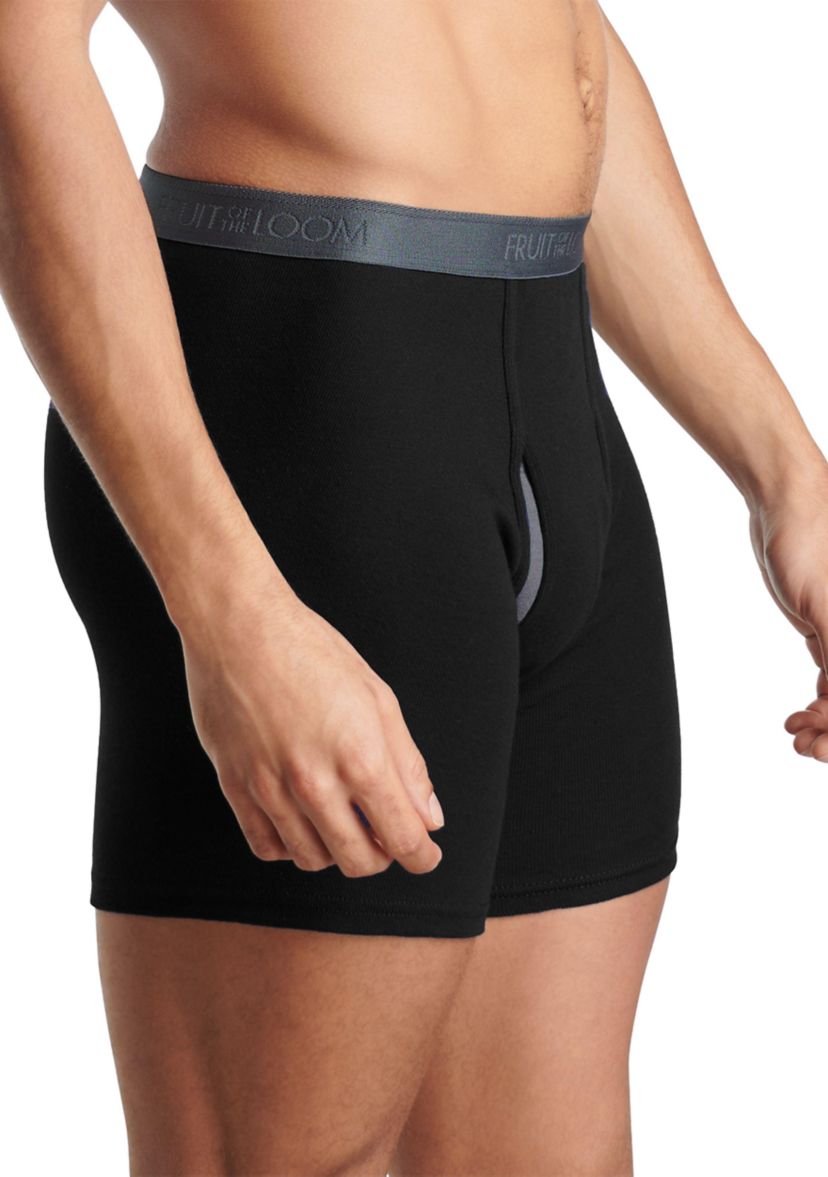  Mens Premium CoolZone® Boxer Briefs, Black and Gray 4 Pack