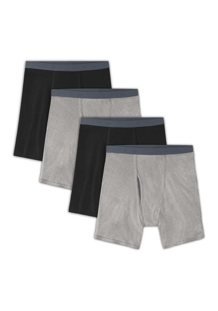  Mens Premium CoolZone® Boxer Briefs, Black and Gray 4 Pack
