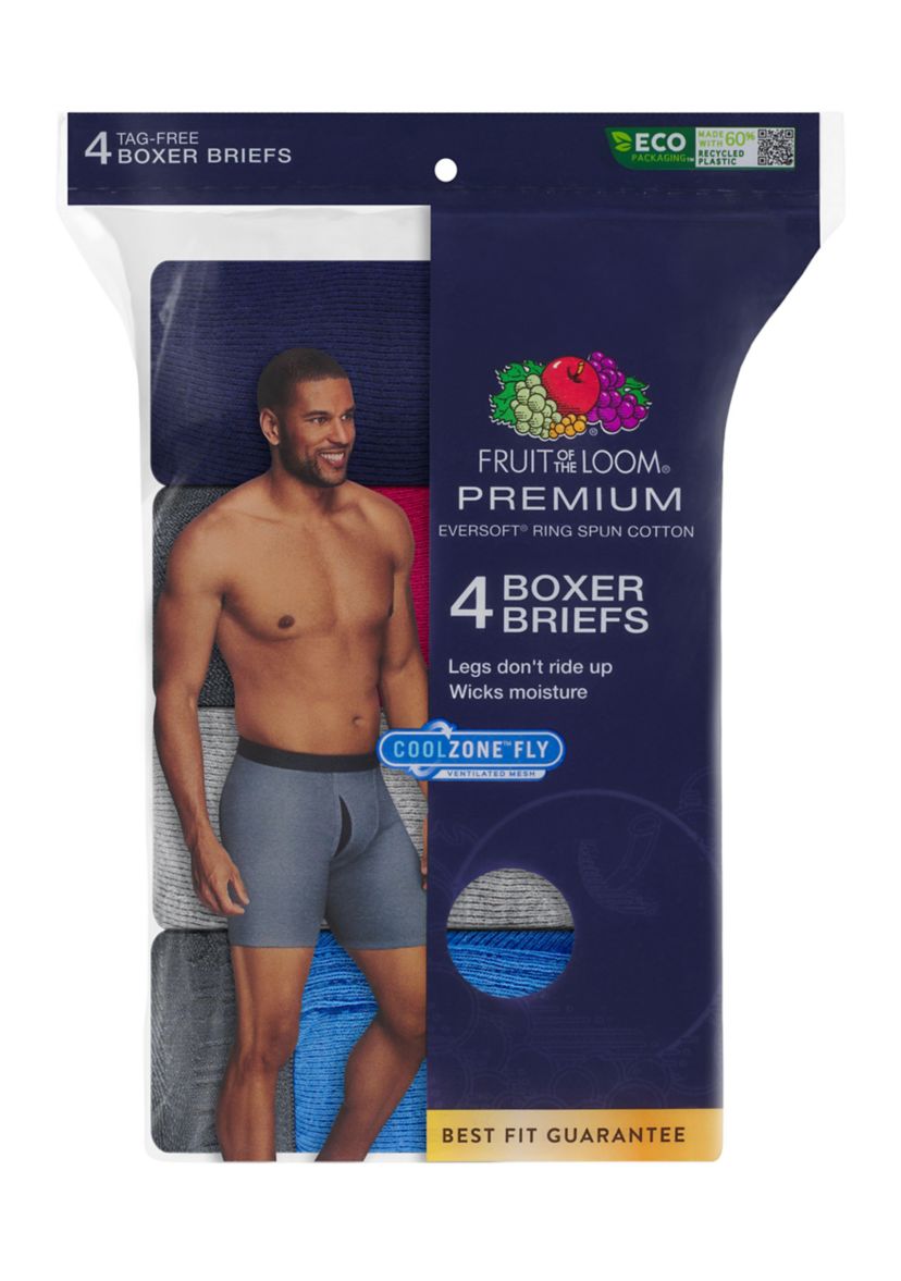 Mens Premium CoolZone® Boxer Briefs, Assorted 4 Pack