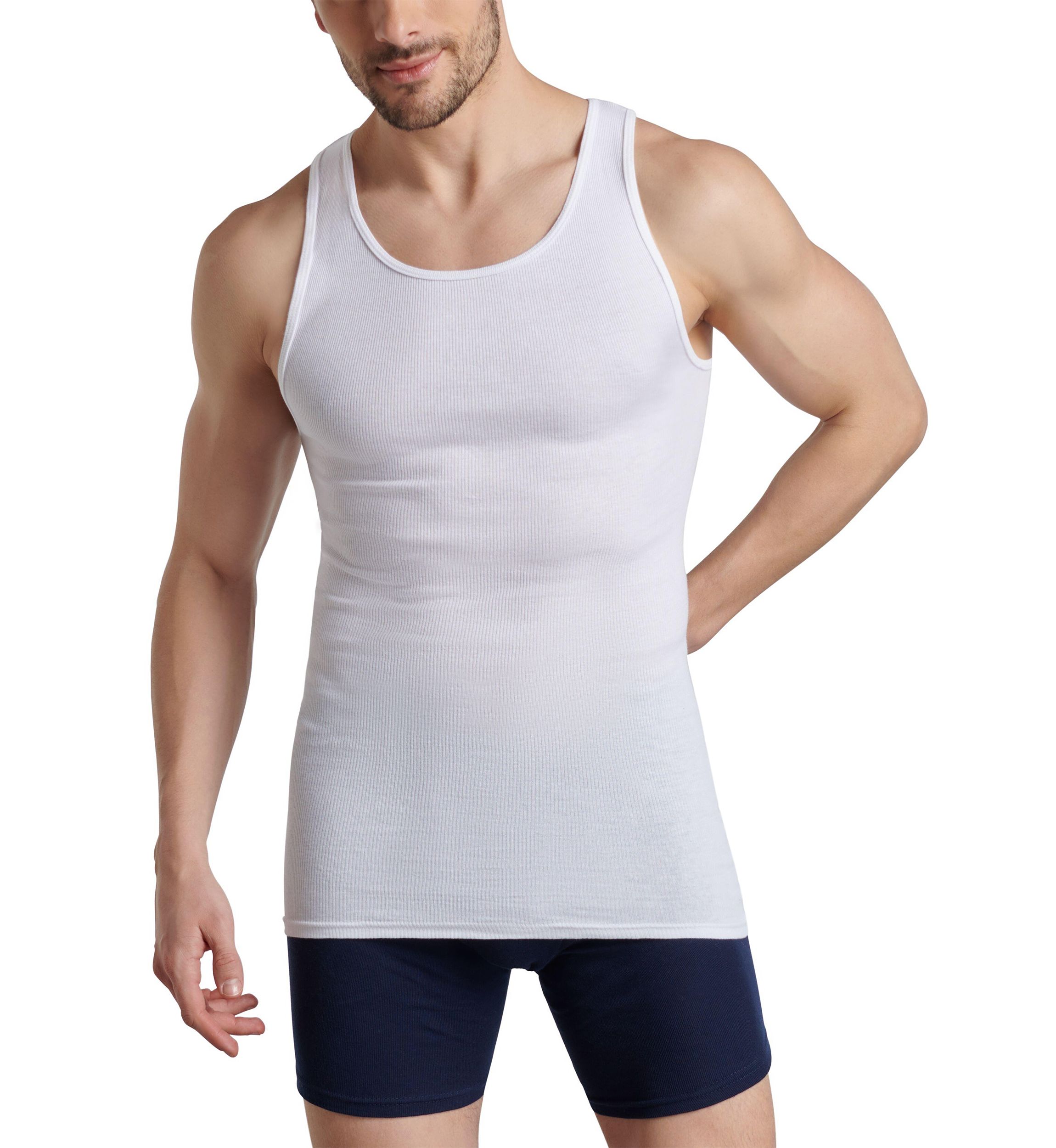  Mens Premium A-Shirt, White 4 Pack