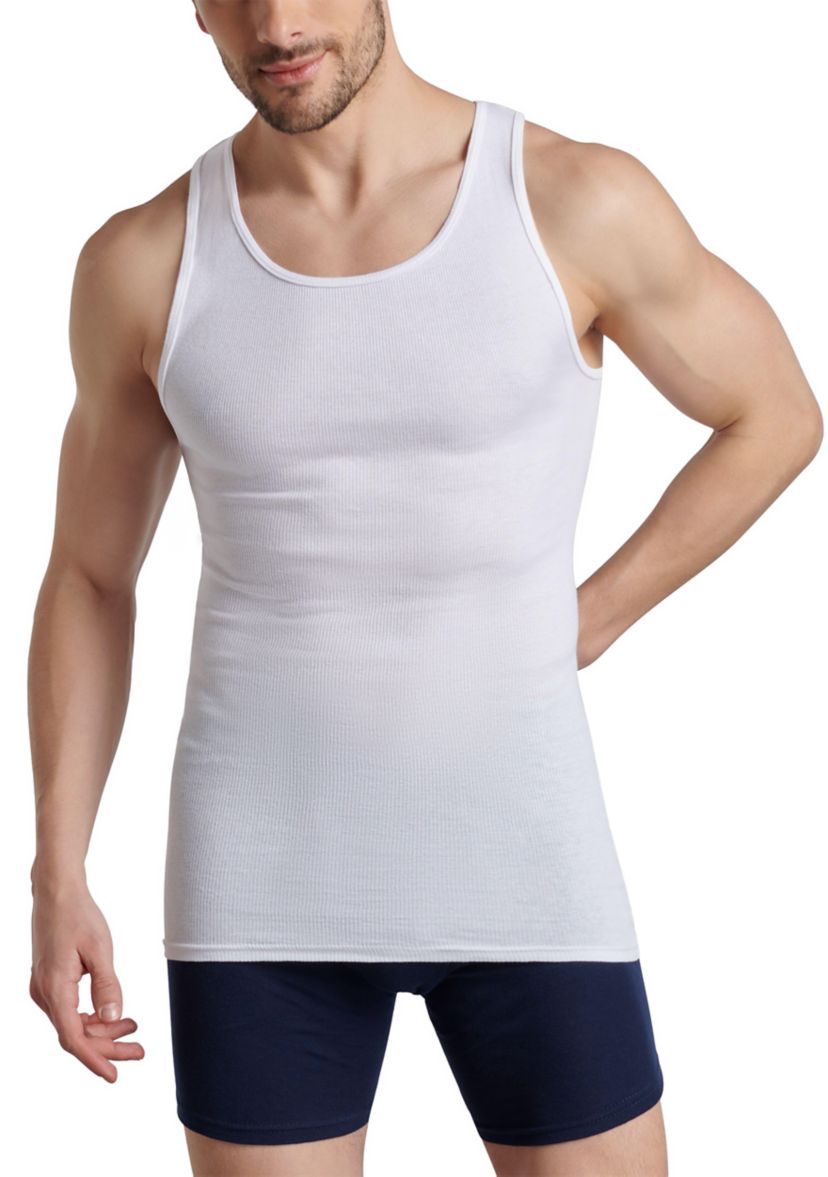  Mens Premium A-Shirt, White 4 Pack