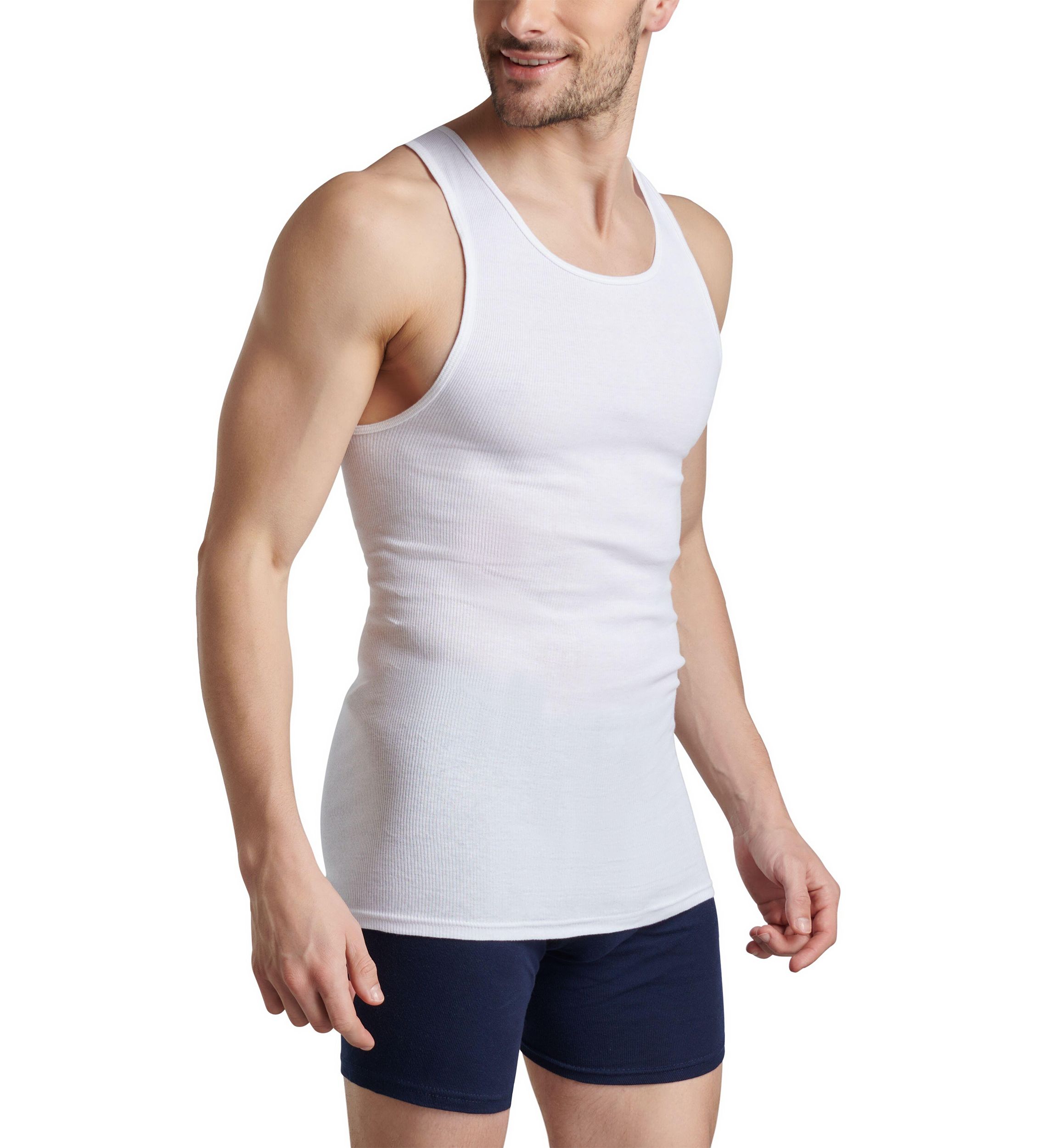  Mens Premium A-Shirt, White 4 Pack