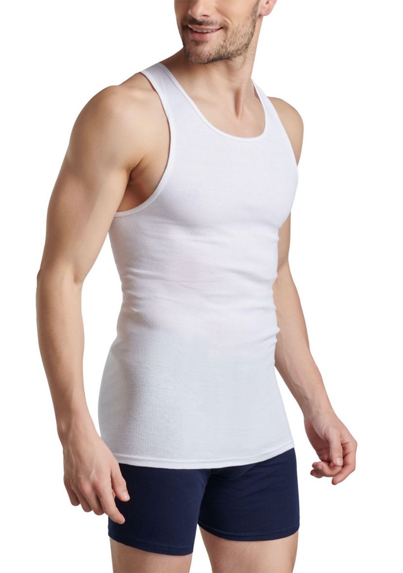  Mens Premium A-Shirt, White 4 Pack