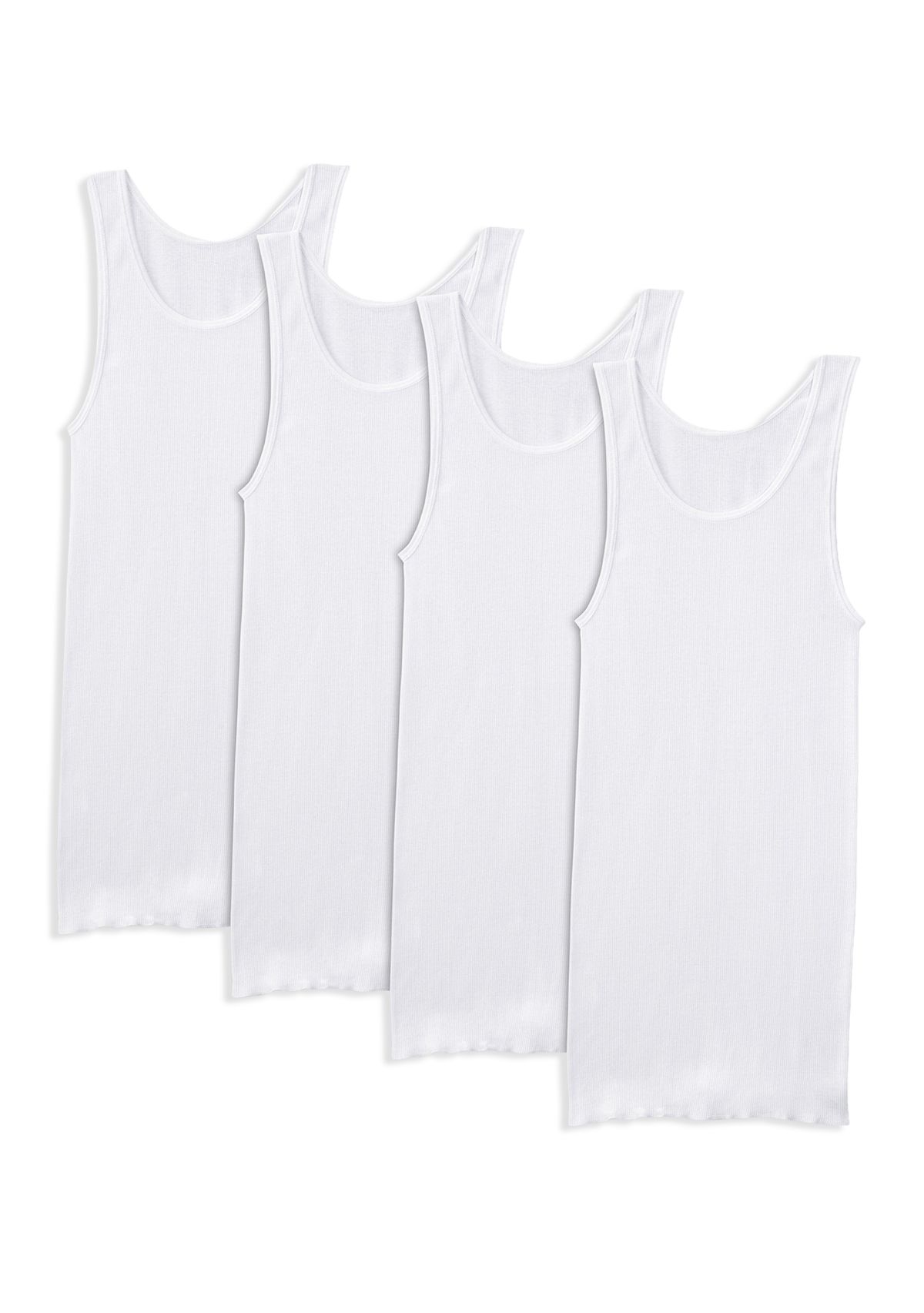  Mens Premium A-Shirt, White 4 Pack