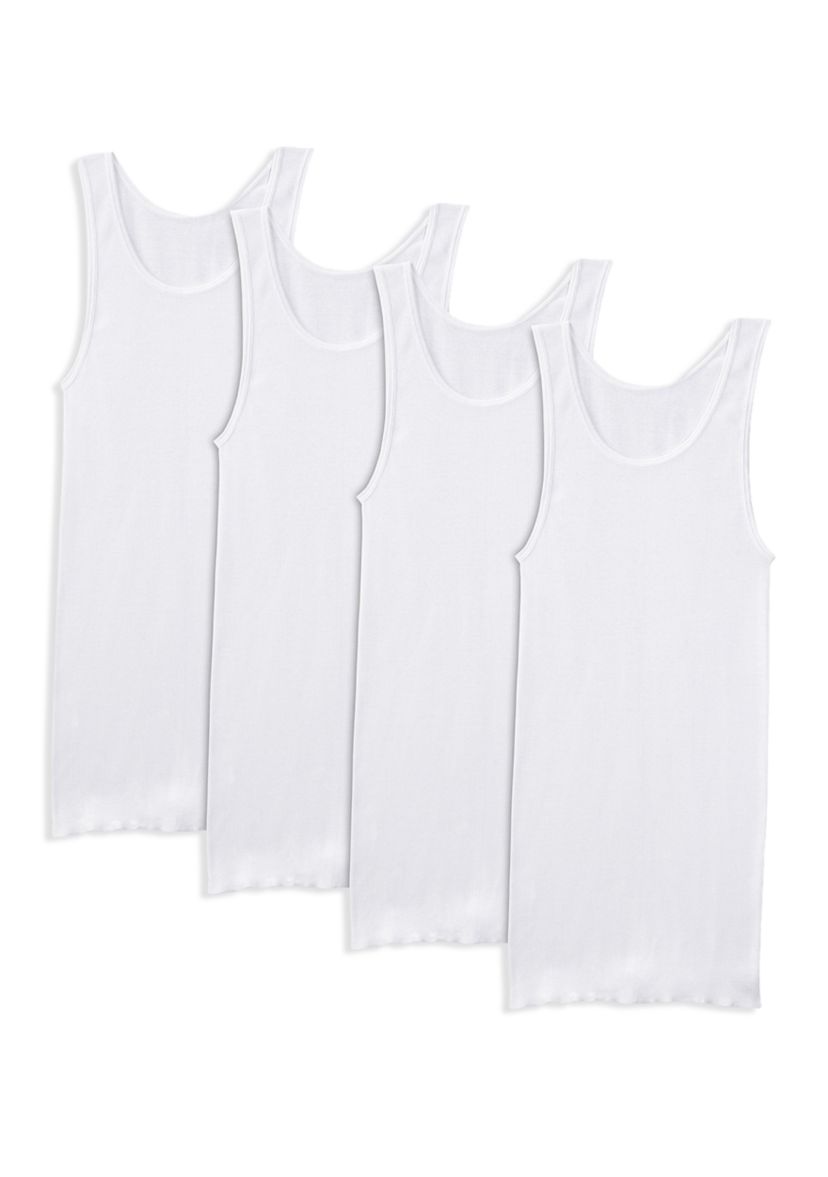  Mens Premium A-Shirt, White 4 Pack