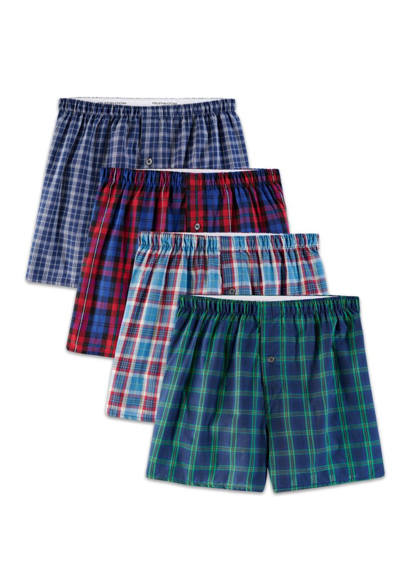 Premium Woven Plaid Boxers Assorted - 4 Pack