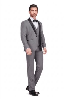 Gino Vitale Men's Slim Fit Premium 3 pieces Tuxedo Set, Grey, 54 Long
