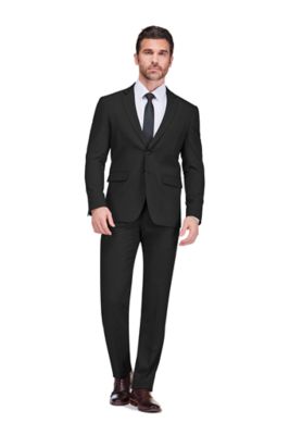 Gino Vitale Men's 2-Piece 4-Way Stretch Notch Lapel Slim Fit Suit, Black, 54 Regular