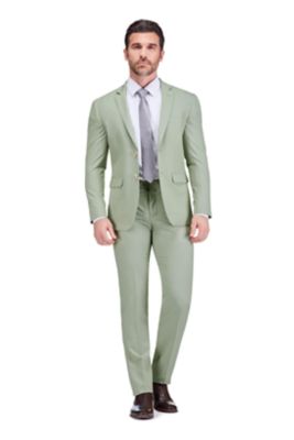 Gino Vitale Men's 2-Piece 4-Way Stretch Notch Lapel Slim Fit Suit, Sage, 40 Long