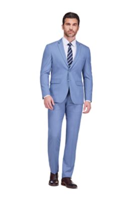 Gino Vitale Men's 2-Piece 4-Way Stretch Notch Lapel Slim Fit Suit, Blue, 42 Short