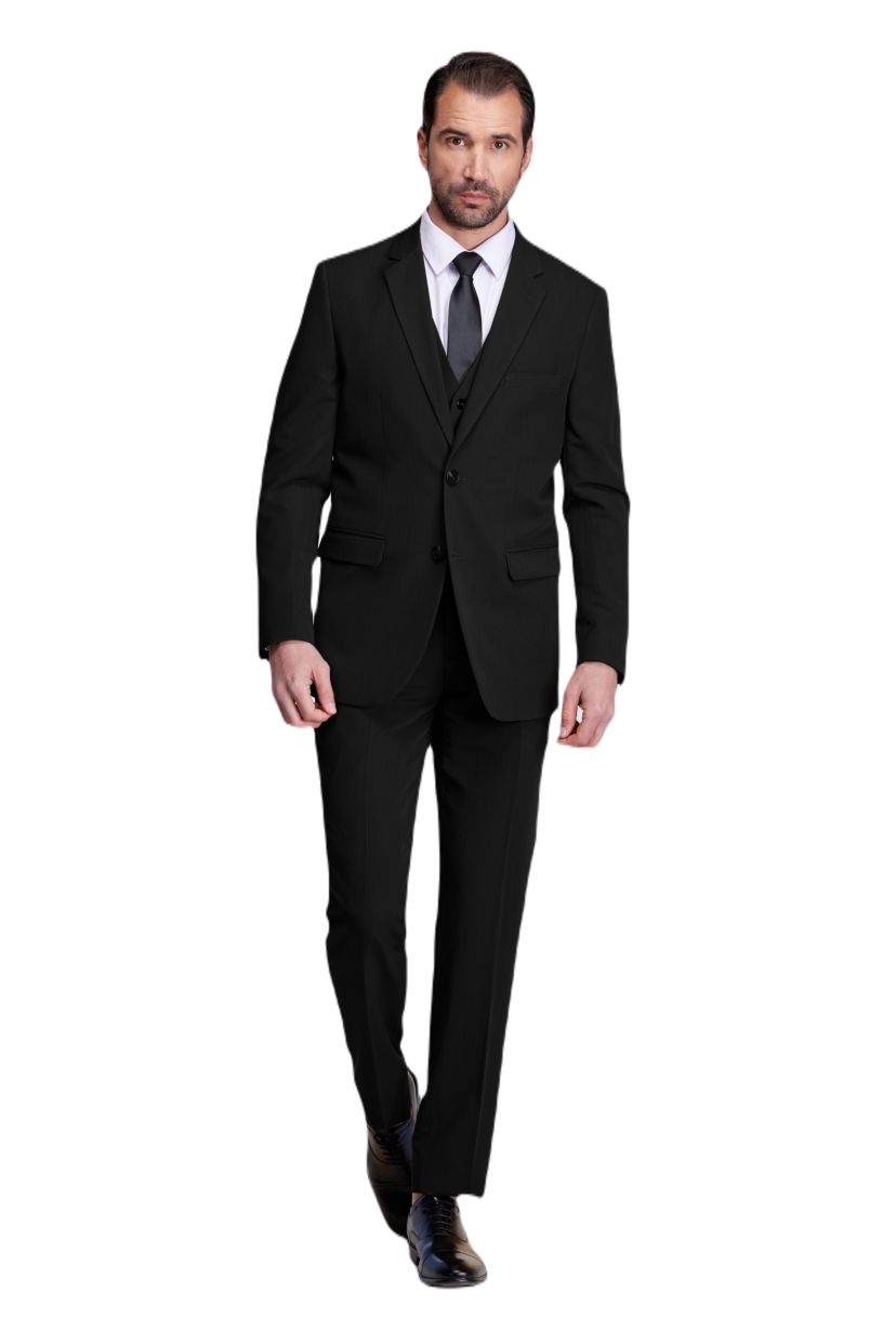 Mens 3-Piece Classic Fit Performance Stretch Suit