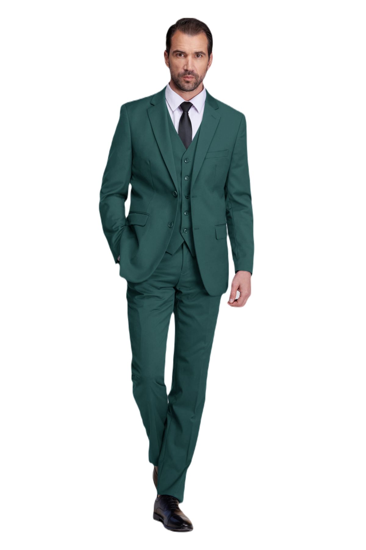 Mens 3-Piece Classic Fit Performance Stretch Suit