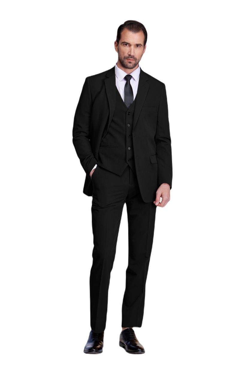 Mens 3-Piece Classic Fit Performance Stretch Suit