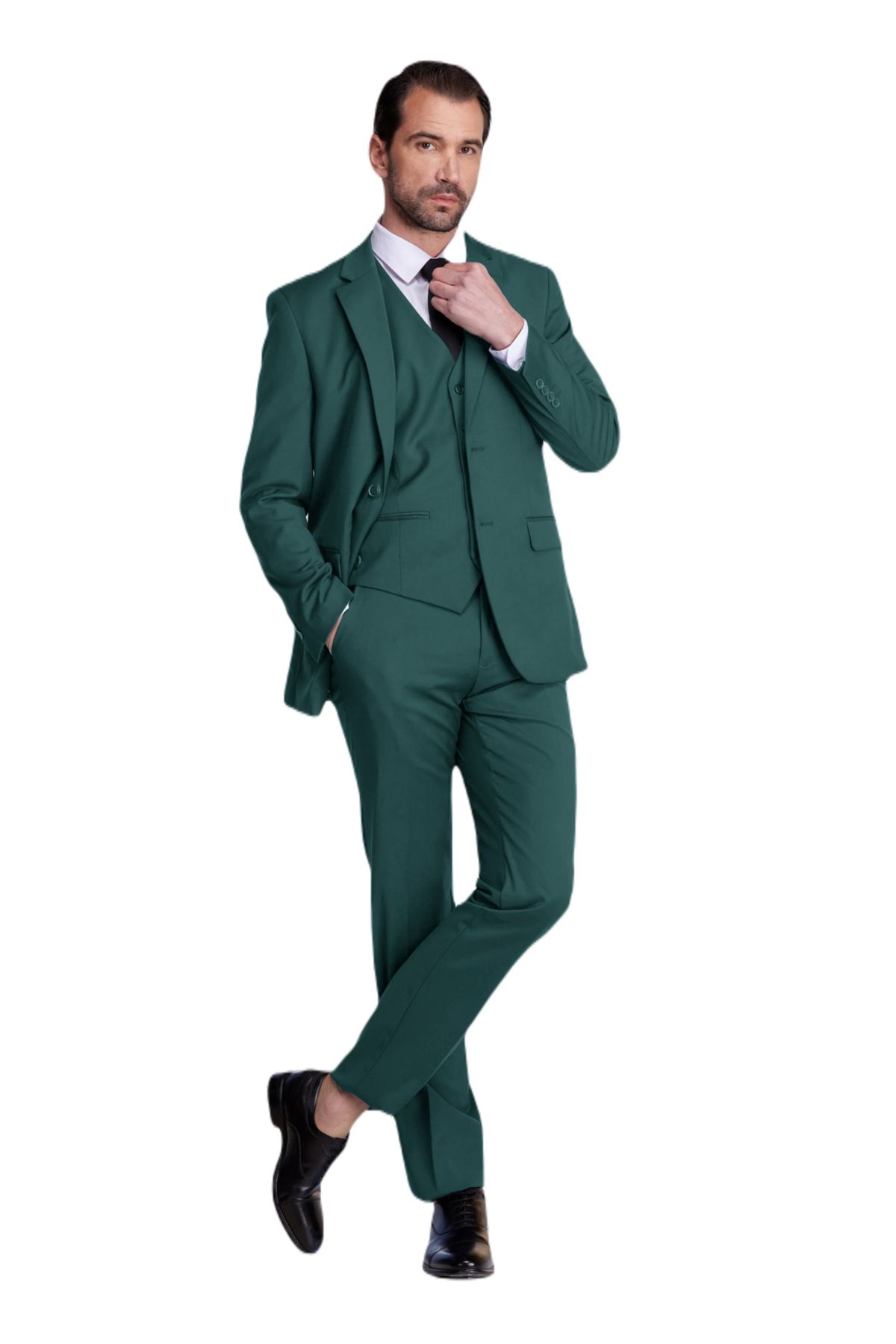 Mens 3-Piece Classic Fit Performance Stretch Suit