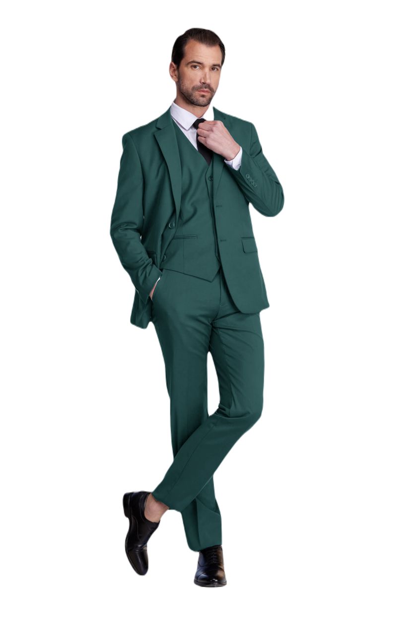 Mens 3-Piece Classic Fit Performance Stretch Suit