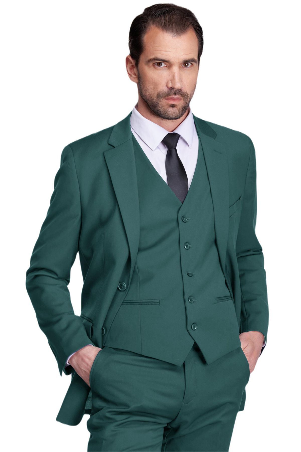 Mens 3-Piece Classic Fit Performance Stretch Suit