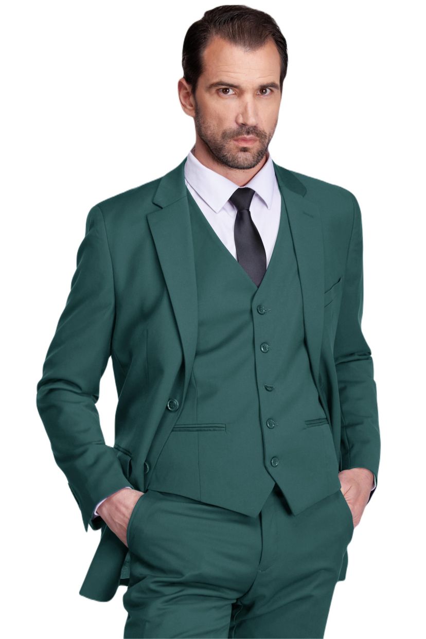 Mens 3-Piece Classic Fit Performance Stretch Suit