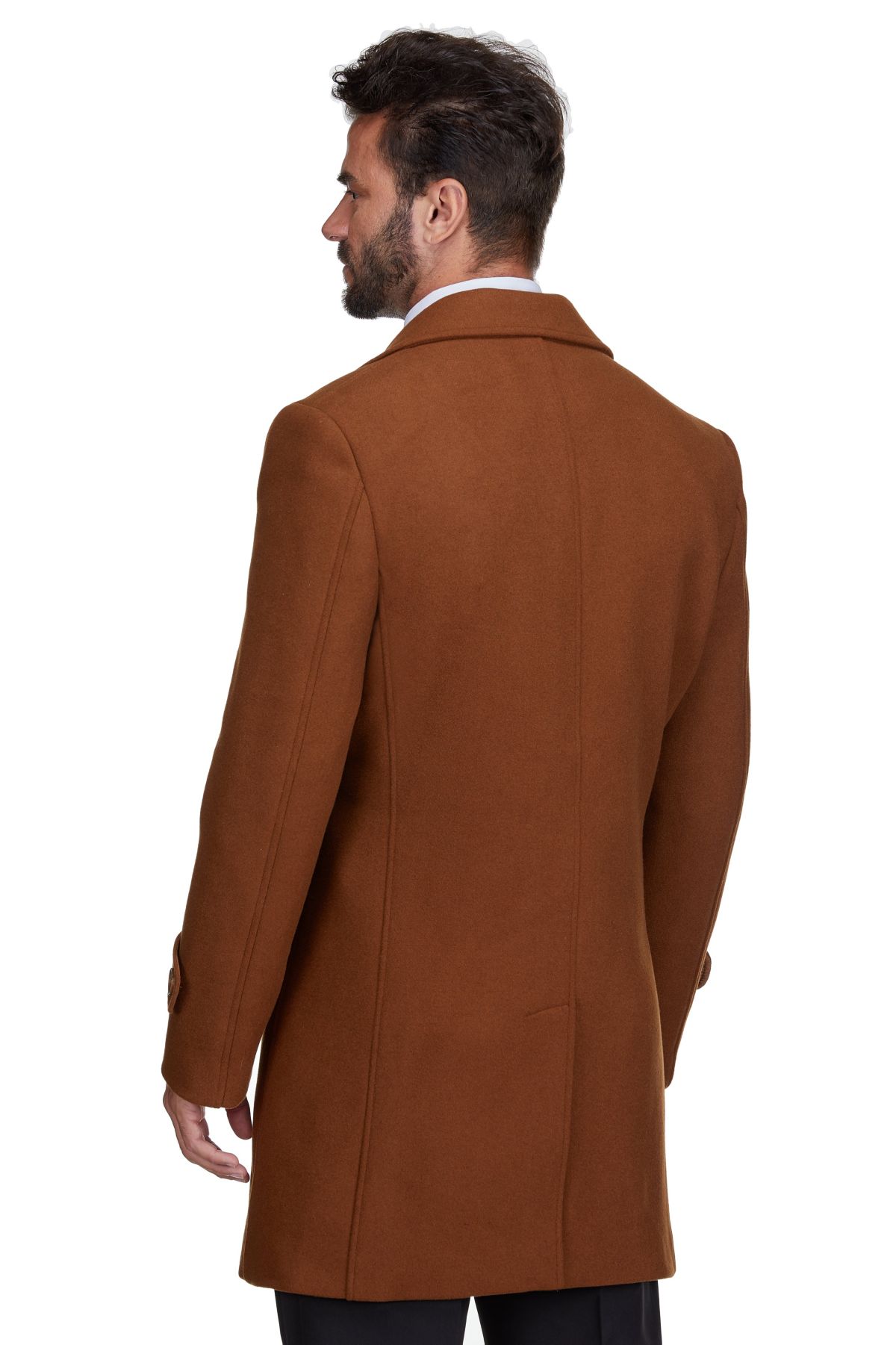 Mens Double Breasted Pea Coat Wool Blend Dress Jacket Peacoat