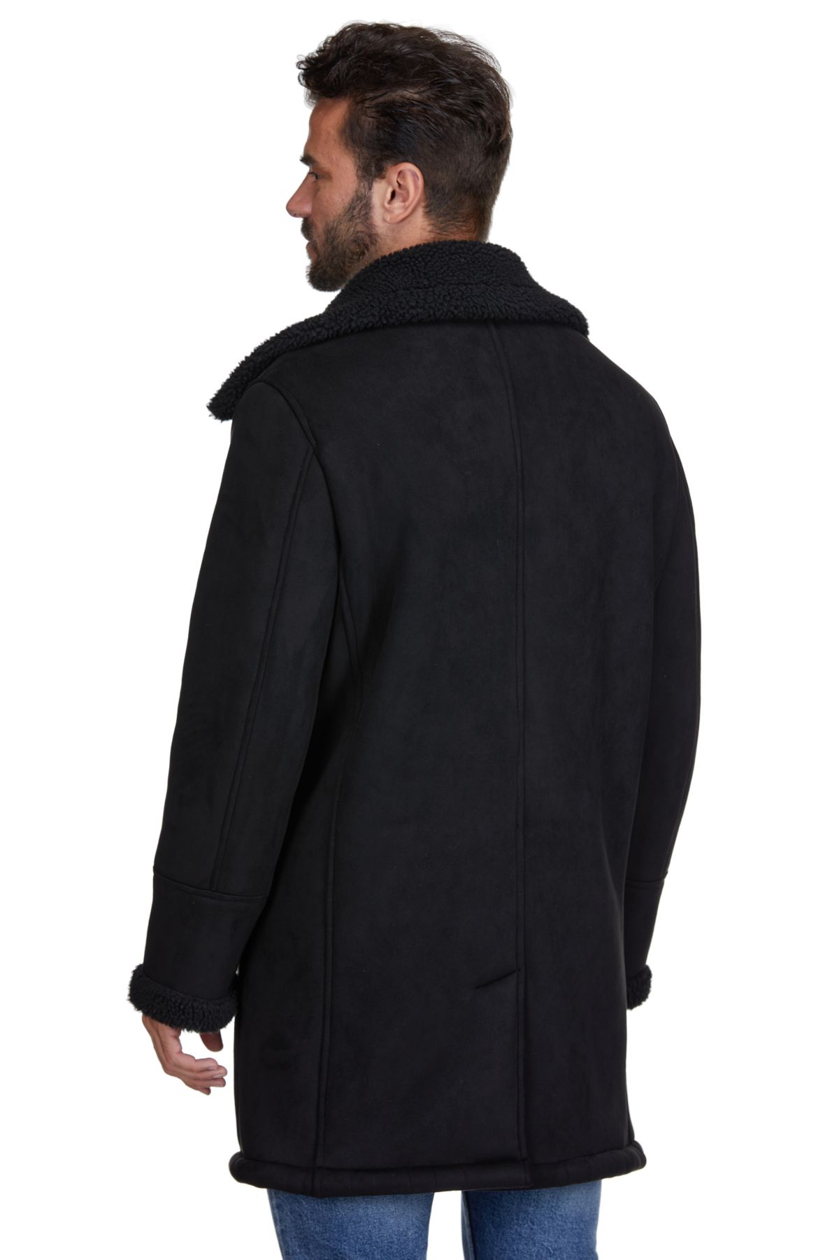 Braveman Faux Shearling Double Breasted Overcoat