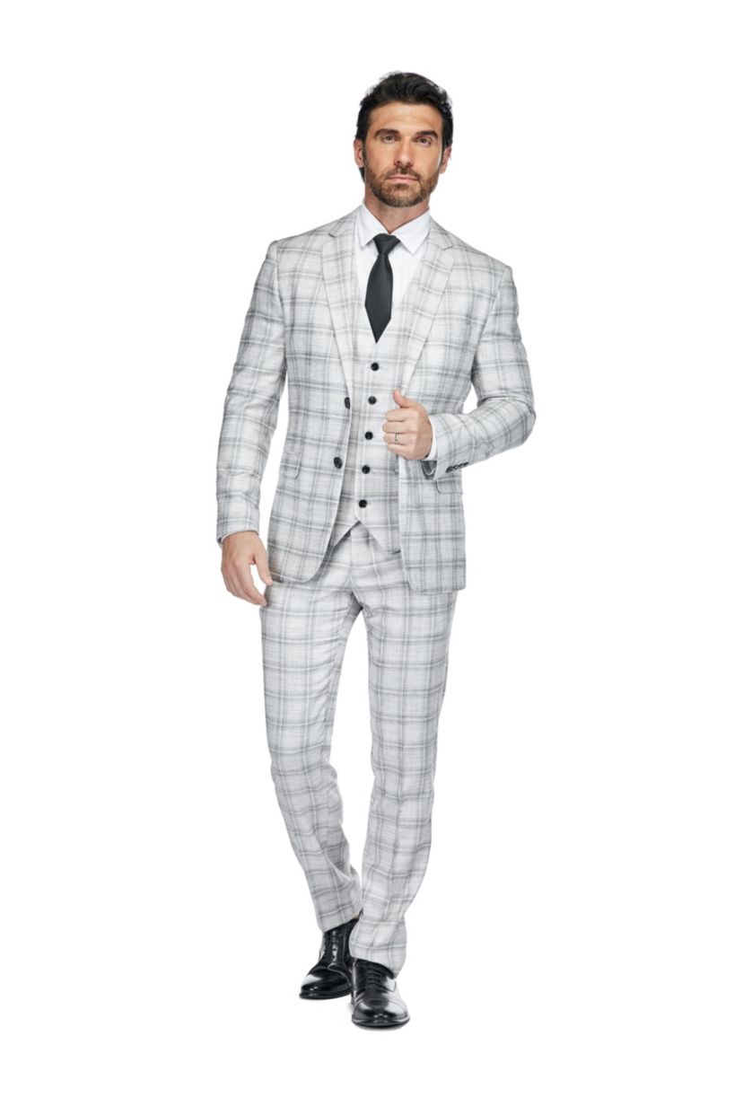 Mens Slim Fit 3PC Tailored Check Suit