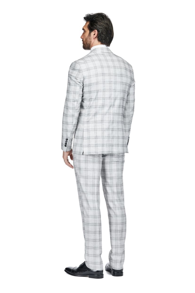 Mens Slim Fit 3PC Tailored Check Suit