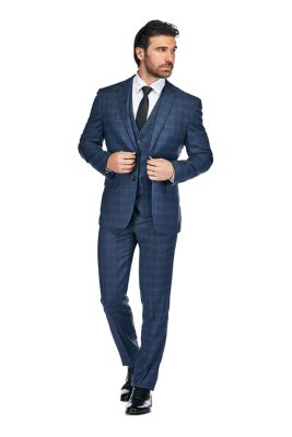 Gino Vitale Men's Slim Fit 3PC Tailored Blue Check Suit | Belk