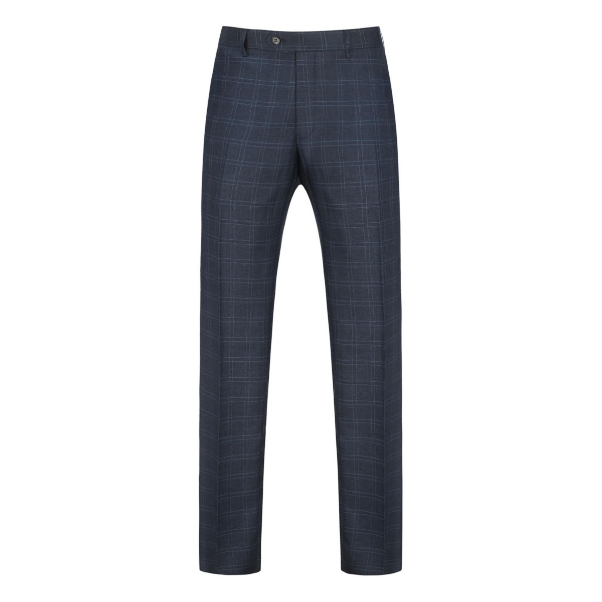 Mens Slim Fit 3PC Tailored Blue Check Suit