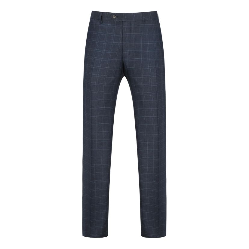 Mens Slim Fit 3PC Tailored Blue Check Suit