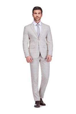 Men's Gino Vitale Slim Fit 2-Piece Performance Four-Way Stretch Plaid Suit, Grey, 36 Short