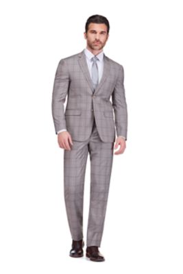 Men's Gino Vitale Slim Fit 2-Piece Performance Four-Way Stretch Plaid Suit, Grey, 46 Short