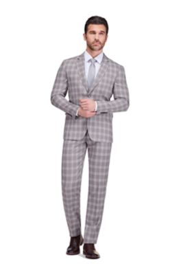 Men's Gino Vitale Slim Fit 2-Piece Performance Four-Way Stretch Plaid Suit, 46 Short