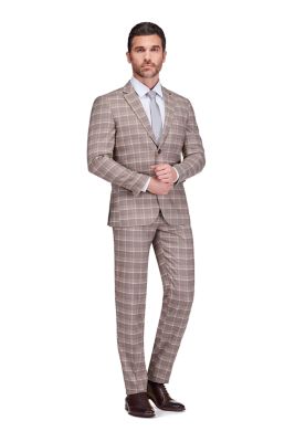 Men's Gino Vitale Slim Fit 2-Piece Performance Four-Way Stretch Plaid Suit, 36 Short