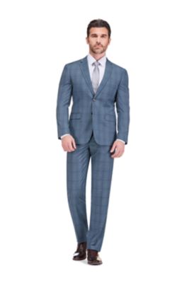 Men's Gino Vitale Slim Fit 2-Piece Performance Four-Way Stretch Plaid Suit, 46 Short