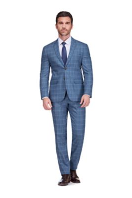 Men's Gino Vitale Slim Fit 2-Piece Performance Four-Way Stretch Plaid Suit, 44 Short