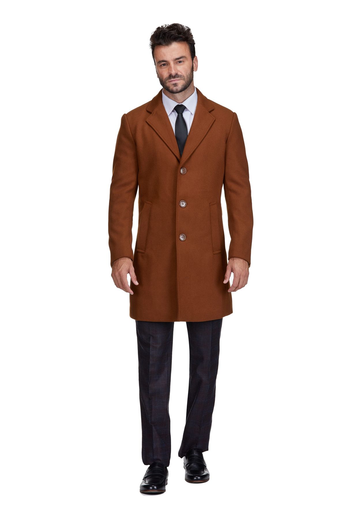 Mens Tailored Wool Blend Notch Collar Wool Blend Walker Car Coat Jacket