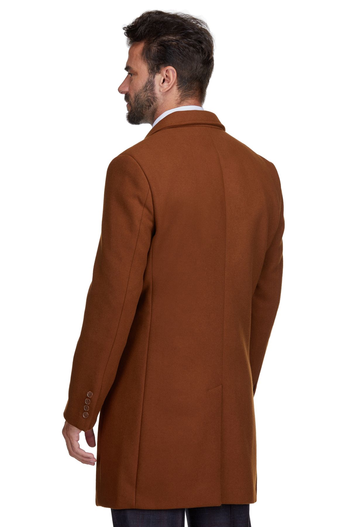 Mens Tailored Wool Blend Notch Collar Wool Blend Walker Car Coat Jacket