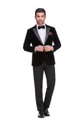 Gino Vitale Men's 2-Piece Velvet Birdseye Lapel Slim-Fit Tuxedo With Performance Stretch Pants & Bow Tie