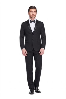 Gino Vitale Men's 2-Piece Notch Lapel Tuxedo, Black, 52 Long