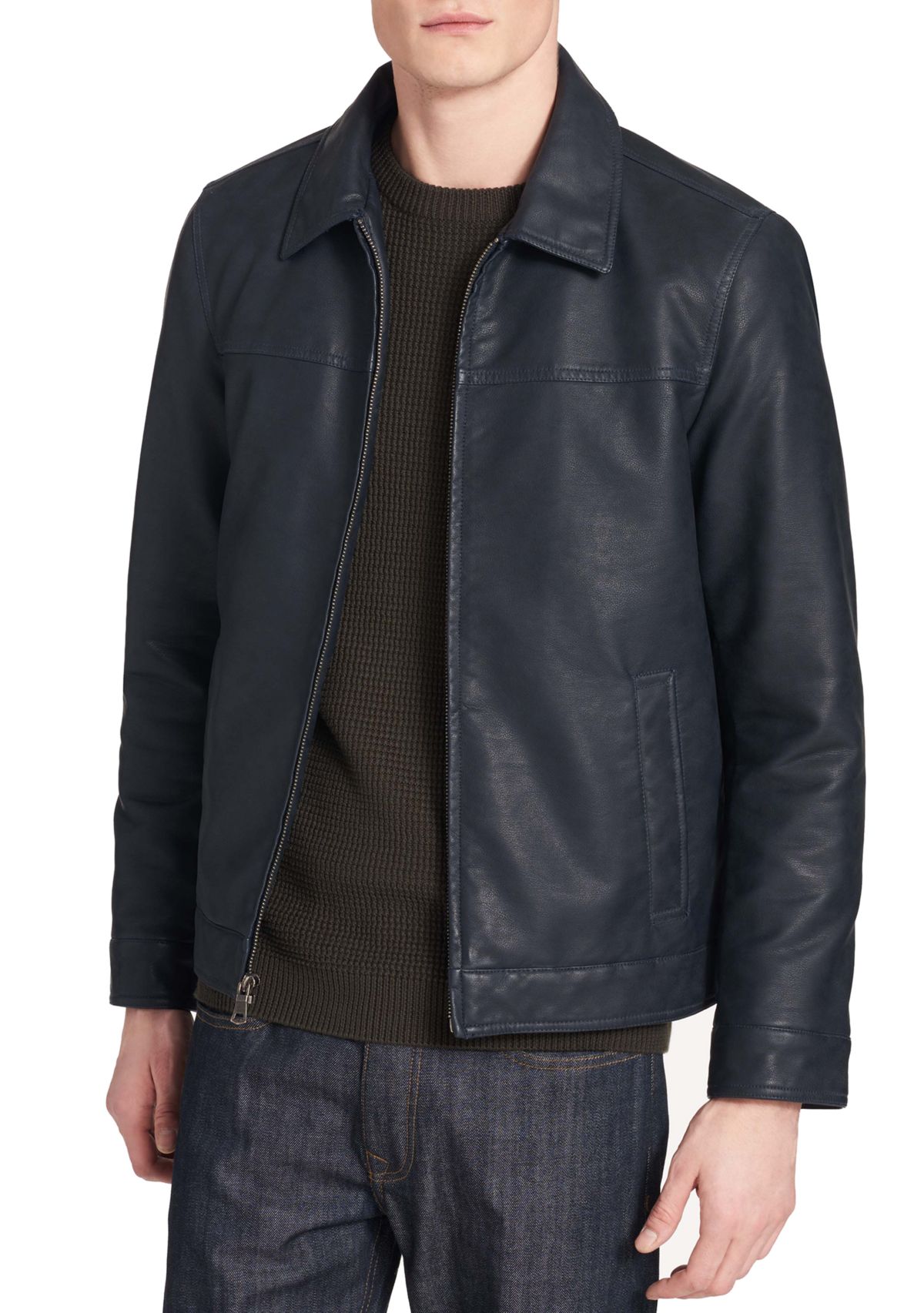 Collar Faux Leather Jacket