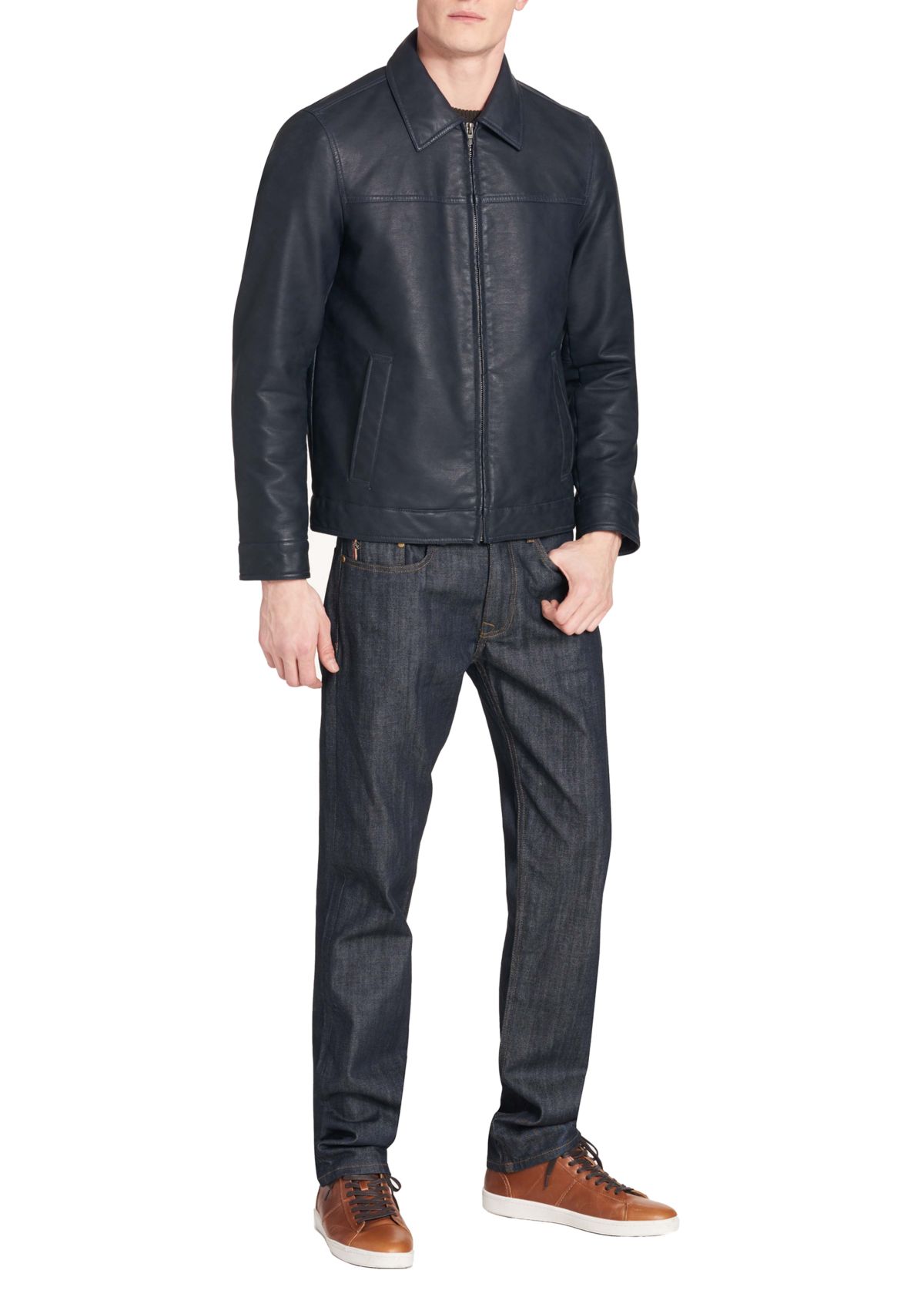 Collar Faux Leather Jacket