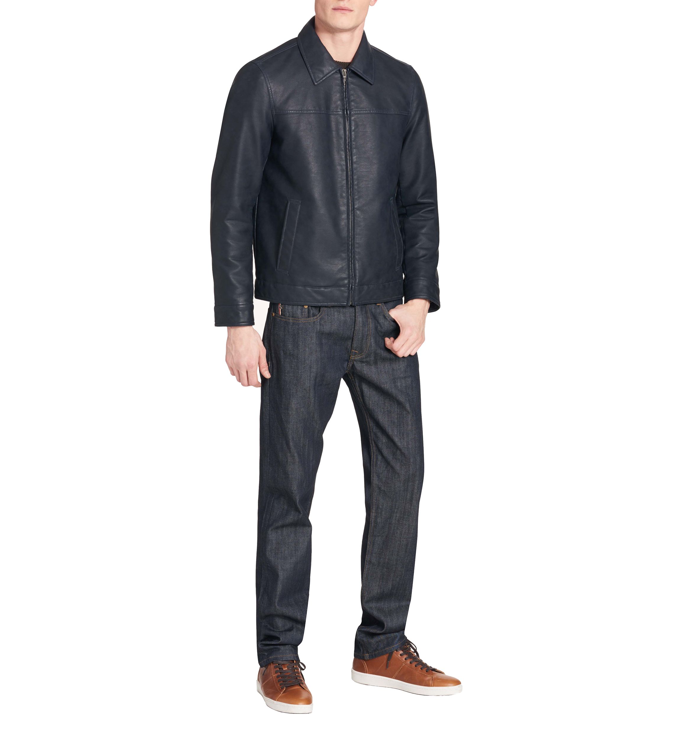 Collar Faux Leather Jacket